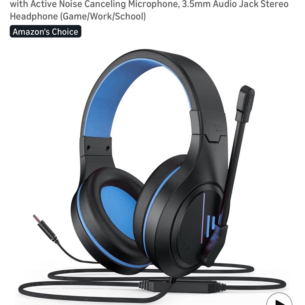 Black and Blue Over-Ear Headphones with Microphone